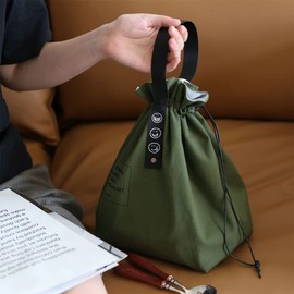 XINSHUN Canvas Drawstring Lunch Bag Insulated Lunch Bento Tote Bag Reusable Lunch Bag with Handle and Drawstring Closure for Women Work Picnic or Travel (COLOR1)