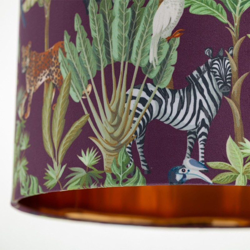 firstchoicelighting Safari Jungle Design Velvet Easy Fit Ceiling Pendant Lightshade