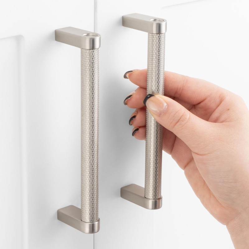ASKANO 10 Pack 5 Inch Hole Centers, Knurled Brushed Nickel