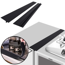 DSYJ Silicone Stove Gap Covers Strips for Kitchen Stove Top Guard Easy Clean Heat Resistant Filler Counter Washer & Dryer Between 2 Pcs 21 Inch Black