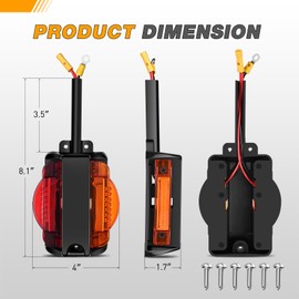 GOOACC LED Fender Pedestal Light 2PCS 14 Diodes Red Amber Pre Wired Trailer Truck Front Rear Clearance Marker Light for Heavy Duty Truck Towing Trailer Mack Kenworth Freightliner, 2 Years Warranty