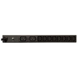 Tripp Lite Basic PDU, 14 Outlets (12 C13, 2 C19), 208/240V, NEMA L6-20P Input, 3.3/3.8kW, 15 ft. Cord, 1U Rack-Mount Single-Phase PDU (PDUH20HVL6), Black