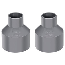 TOP-VIGOR 2Pcs PVC DWV Reducing Coupling, 25mm x 50mm Socket Pipe Fitting Adapter Connector, Duct Reducer Pipe Fitting for Water Supplies Build, Gray