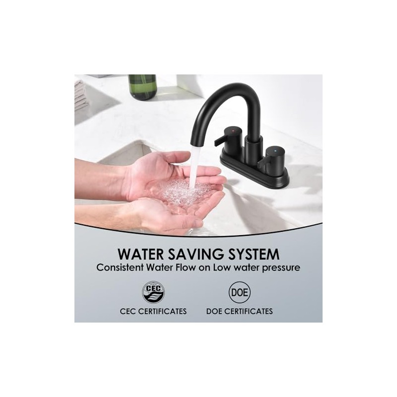 Two Handle 4 inch Black Bathroom Faucet, Bathroom Sink Faucet
