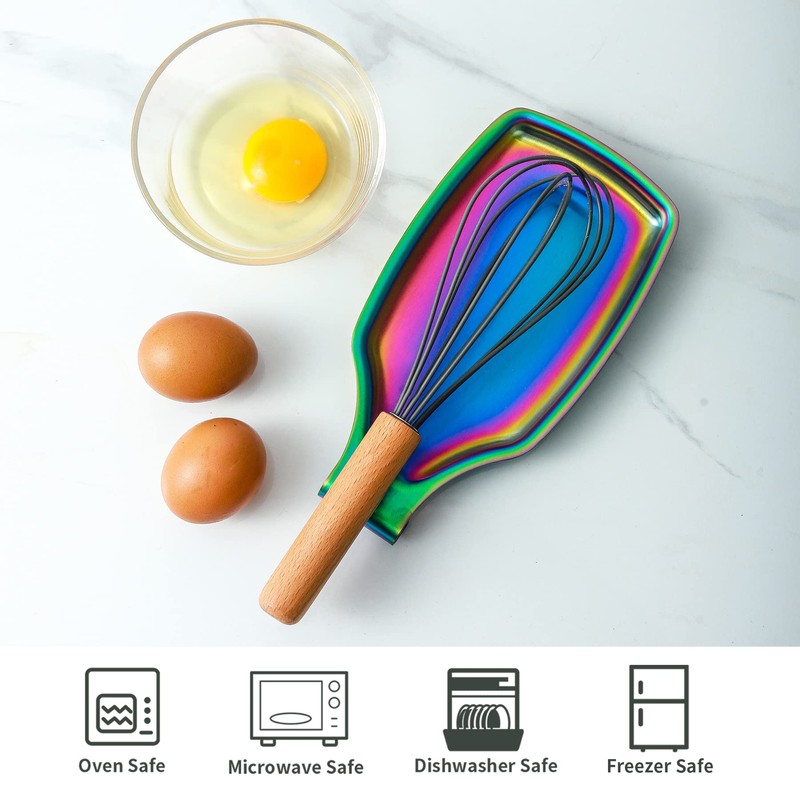 BETTWILL Rainbow Spoon Rest for Stove up, Stainless Steel Spoon