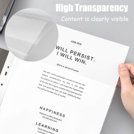 A4 Sheet Protectors, Clear 100x Refillable Loose Leaf Sheets fit All 2,3 & 4 A4 Ring Binder - Available in Various Thicknesses, Perfect for Customizing Your Binder (100pcs 6C)