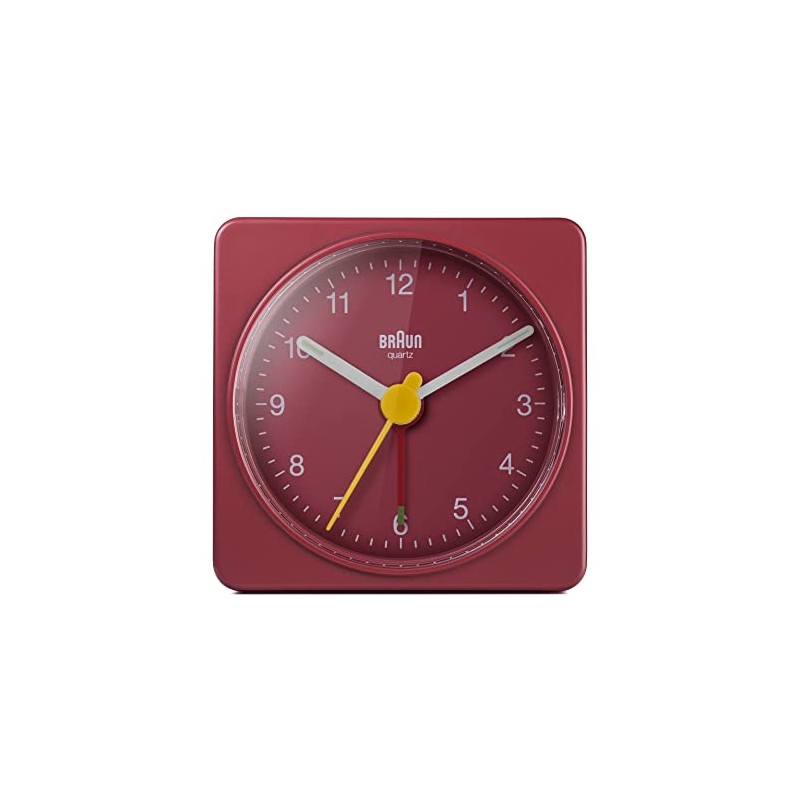 Braun Classic Analogue Quartz Travel Alarm Clock in Red/Handy/Quiet Precision