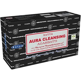 3 X Aura Cleansing Satya Incense Sticks with JRose Incense Holder, 15g Box