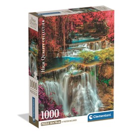 Clementoni - Puzzle 1000 Teile für Erwachsene und Jugendliche, Kollektion, Thema Bunte Wasserfälle in Thailand, mit Poster, Kompaktbox, Geschenkidee Made in Italy, 50 x 70 cm, 39984
