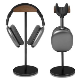G GVOEARS Headphone Stand for Desk - Headset Holder with aluminum alloy support rod, gaming headset stand with wooden support plate