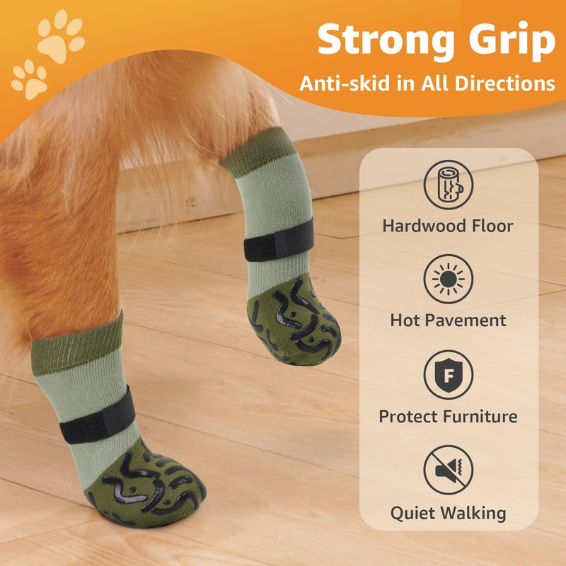 PICK FOR LIFE 2 Pairs Anti Slip Dog Socks Paws