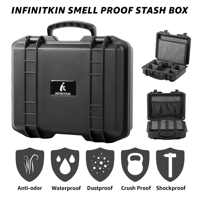 INFINITKIN Smell Proof Box, Large Airtight Storage Box with Combination
