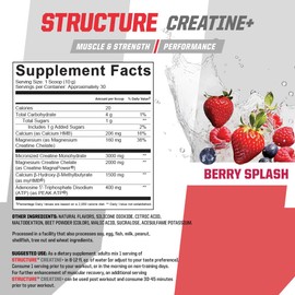 Undefined Nutrition Structure Creatine+ by Brian Shaw (30 Servings) –Micronized Creatine Monohydrate + Magnesium Creatine Chelate & HMB and Peak ATP-Strength, Power, Recovery (10.6oz, Berry Splash)