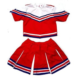 Disfraz de animadora para niñas pequeñas (M / 5-8 años, rojo/blanco/azul)