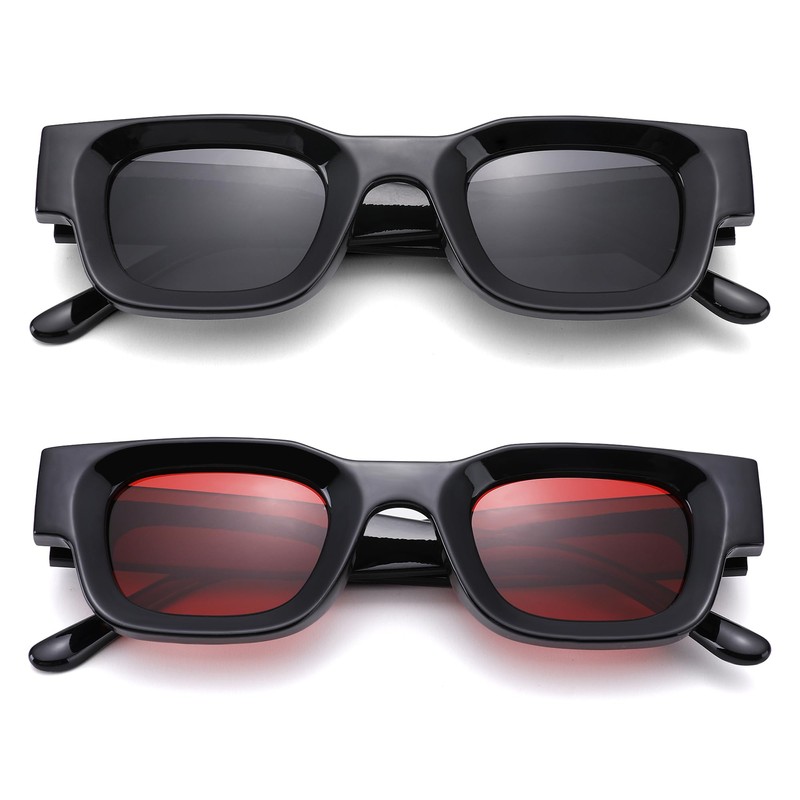 Hycredi Thick Rectangle Sunglasses for Women Men Chunky Square Polarized