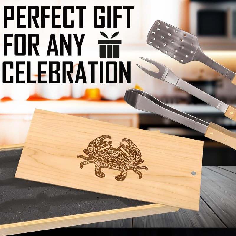 Mirrored Patterned Crab BBQ Tool Set: High-Quality Stainless Steel Spatula,