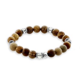 Believe London Picture Jasper Gemstone Bracelet Healing Bracelet Chakra Bracelet Anxiety Crystal Natural Stone Men Women Stress Relief Reiki Yoga Diffuser Semi Precious