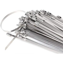Bridas de acero inoxidable resistentes, 100 unidades de 7.9 pulgadas, autobloqueantes, multiusos para hogar, oficina, cochera, taller