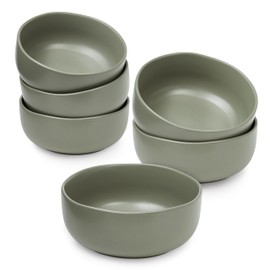 Sheffield Home Large Stoneware Cereal Bowls - Set of 6, 28oz Capacity - Dishwasher & Microwave Safe - 6" Diameter, Stylish & Functional for Everyday Use – Sage