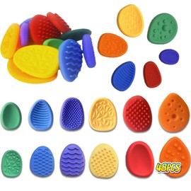 48PCS Random Color Fidget Toys Sensory Stone for Kids，Textured Soft Worry Stone for Autism Kids Calming - Fidget Stress Toys for Students Anxiety Relief - Small Prizes Fidget Toys