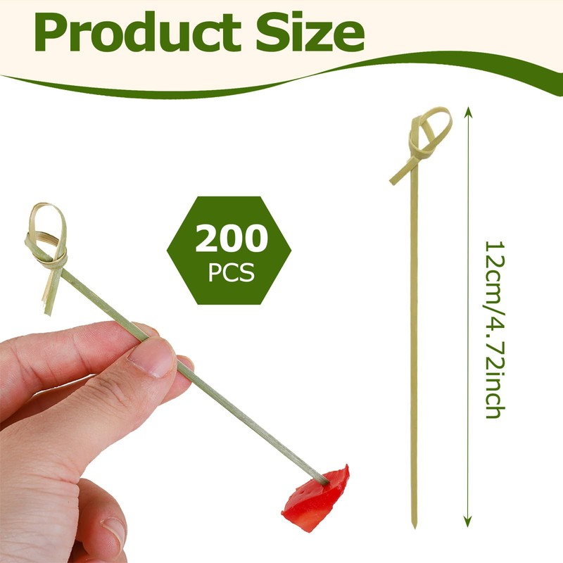 Cocktail Sticks Bamboo Skewers 12cm Green 100 Pack Horyue