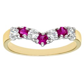 9ct Yellow Gold Ruby Wishbone Eternity Ring - sizes J to T (N)