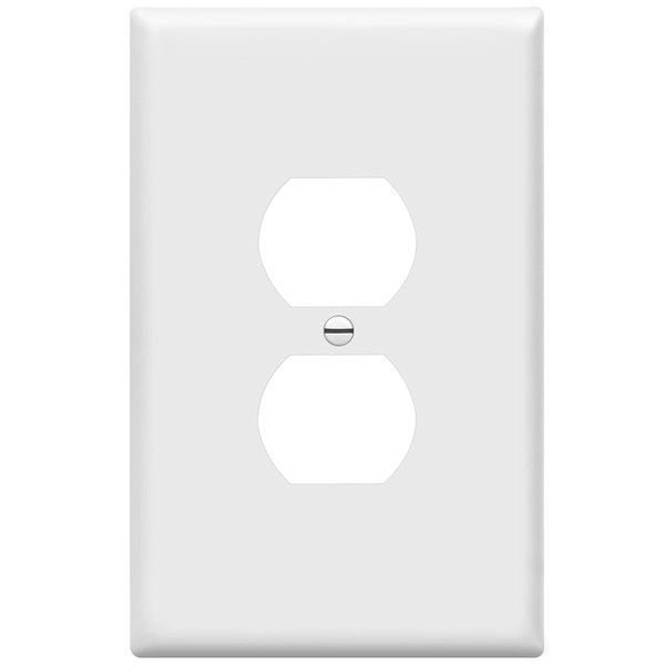 ENERLITES Duplex Receptacle Outlet Wall Plate, Jumbo Outlet Covers, Gloss Finish, Oversized 1-Gang 5.5" x 3.5", Polycarbonate Thermoplastic, 8821O-W, White