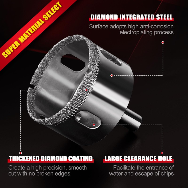 WORKEASE Diamond Hole Saw Kit, 17 Pcs Tile Drill Bits
