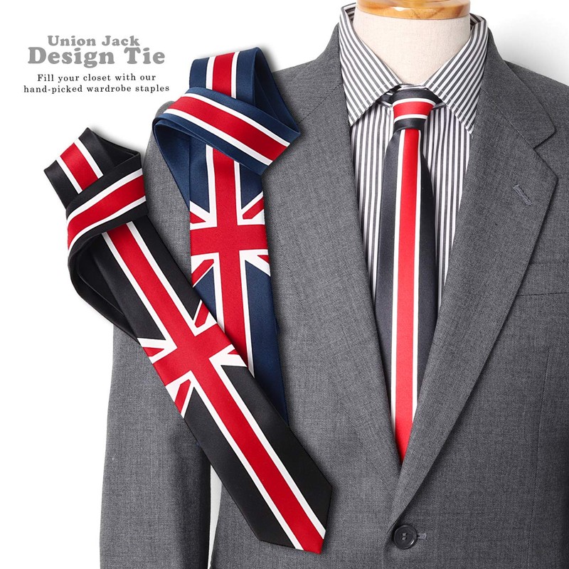 M.H.A.style 9089 Men's Necktie, Union Jack, Patterned Necktie, Casual, a.