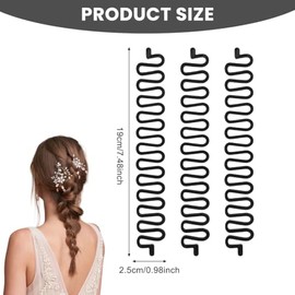 6PCS Hair Braiding Tool Set - French Braider Roller with Hook Magic Twist Styling Bun Maker Centipede Braiders DIY Hair Accessories Black for Women