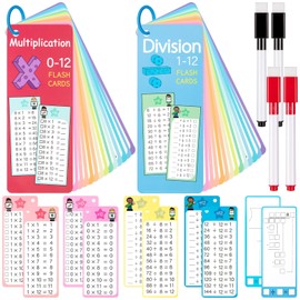 29 Cards, 1 x 1 Flashcards, Multiplication and Division, Disposable Table Cards with 4 Wipe-Clean Pens & Rings, Reusable Flash Cards for Calculation, Learning, Calculation Practice for Children for