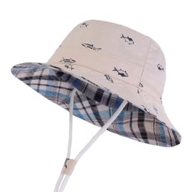 Toddler Sun Hat UPF 50+ Baby Bucket Hat Wide Brim Summer Swim Beach Hats Kids Cap for Boys Girls Khaki 0-6 Months