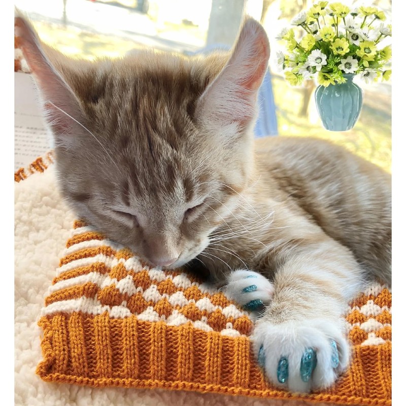 VICTHY 160pcs(16 Colors) Cat Nail Caps Cat Claw Caps Cat