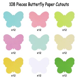 LOMIMOS 108 pcs Spring Butterfly Paper Cutouts,Double Printed Assorted Color Cut Outs Easter for Children DIY Classroom Bulletin Board Holiday Party Decor Craft