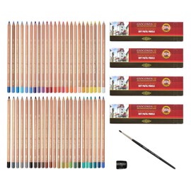 Koh-I-Noor Gioconda Pastel Pencils with Sharpener and Pastel Brush Pack of 48