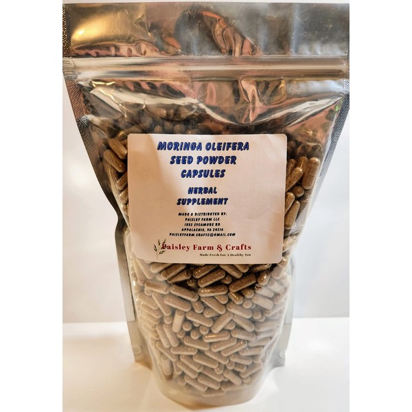 Moringa Oleifera Malunggay Seed Powder Capsules - Non GMO - All Natural! (1000) - Made Fresh On Demand!