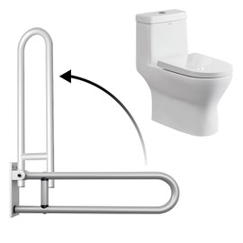 28 Inch Toilet Grab Bar Flip Up Aluminum Handicap Rails Grab Bars Load Capacity of 100 kg 220 lbs Toilet Rail Bathroom U Shaped and Wall Mount Safety for Pregnant Injured Patients 28 in Silver