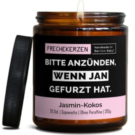 Lustige Duftkerze mit Spruch für Freunde, Geschwister, Papa | Handgemacht aus Sojawachs |Personalisierte Geschenkkerze In Geschenkbox | Valentinstag Geschenk Geburtstag |Jasmin