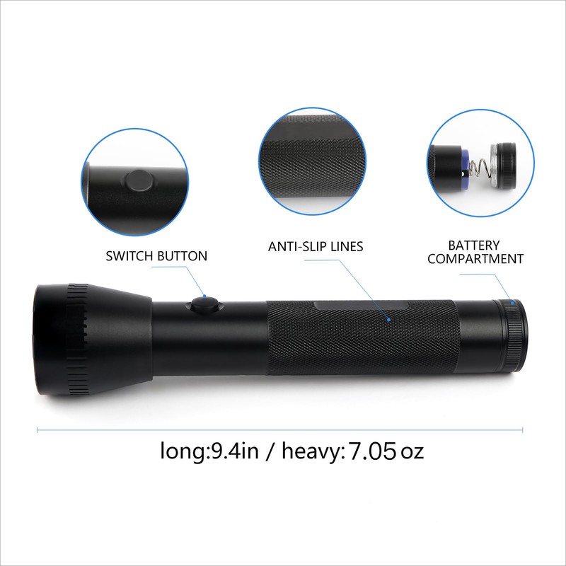 Hilngav Heavy Duty 2-Cell D Battery LED Big Flashlights, High