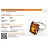 Sterling Silver and Baltic Honey Amber Rectangle Ring Makell- Size