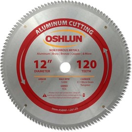Oshlun SBNF-120120 12-Inch 120 Tooth TCG Saw Blade with 1-Inch Arbor for Aluminum and Non Ferrous Metals