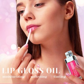 Plumping Lip Oil, Moisturizing Lip Oil Gloss Transparent Plumping Lip Gloss, Big Brush Head Glitter Shine, Long Lasting Nourishing Non-sticky Fresh Texture, Lip Oil Tinted for Lip Care and Dry Lips
