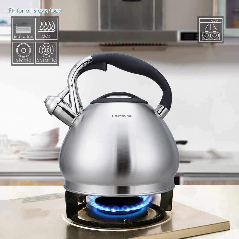 Easyworkz Whistling Stovetop Tea Kettle Food Grade Stainless Steel Hot
