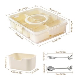 Atildp Snackle Box Container: Divided Serving Tray with Lid and Handle, Includes 8 Compartments for Dry Fruit Snack Box, Portable Fruit Tray Great for Kitchen, Party, Picnic, Travel