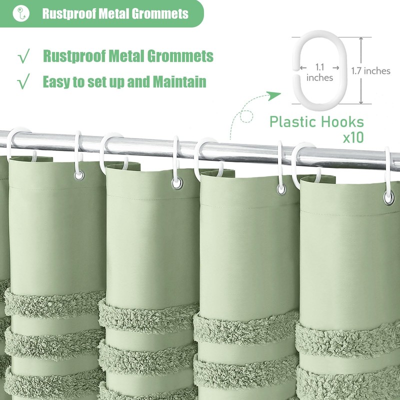 Dynamene Stall Fabric Shower Curtain - 54x78 Inches Long Tufted