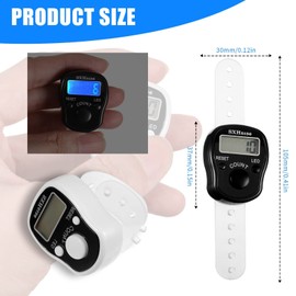 2PCS Tally Counters, Hand Finger Counters Electronic Number Clicker Counter Digital LCD Stitch Counter, Mini Row Counters for Knitting Displaying 5 Digits Tasbih Counter for Golf Score, Black White