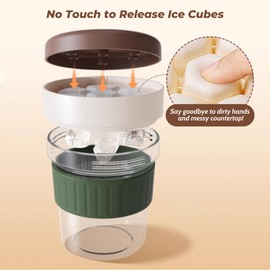 2025 New Ice Cube Cup with Lid and Molds for Iced Drinks Portable Sealed Tumbler with Protective Sleeve for Coffee, Juice, Smoothie