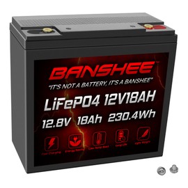 Banshee 12V 18Ah Lithium Battery – Compatible with Raion RG12180, Deep Cycle LiFePO4 with BMS for UPS, Mobility, Emergency Lighting and Lawn Mower