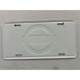 Nissan Embossed Auto License Plate.  Black & Silver Aluminum Plate