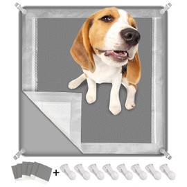 letesult Dog Pee Pad Holder, Puppy Pad Holder Tray for 24'' x 24'' Training Pads, 15pcs Dog Potty Tray Set Include High Edge Silicone Mat & 6 Activated Charcoal Disposable Puppy Pads & 8 Holder Clamps